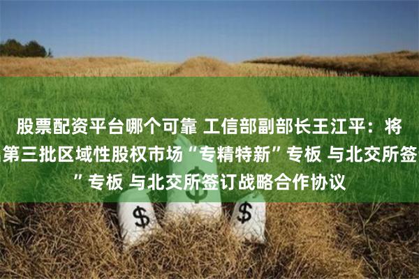股票配资平台哪个可靠 工信部副部长王江平：将联合证监会推出第三批区域性股权市场“专精特新”专板 与北交所签订战略合作协议